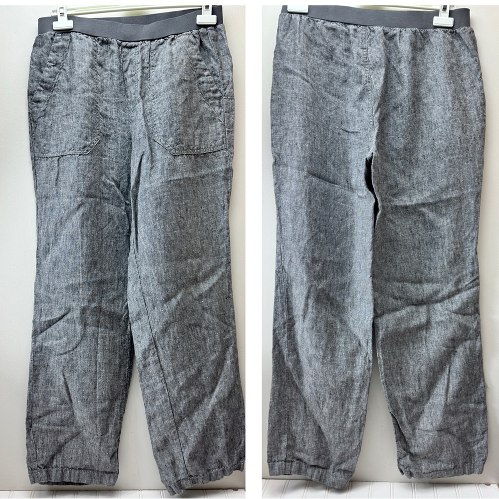 Gray linen wide leg pants